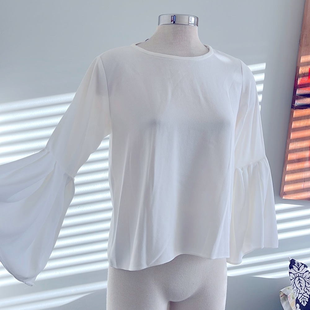 Zara Boat Neck Flared Sleeve Blouse Size S